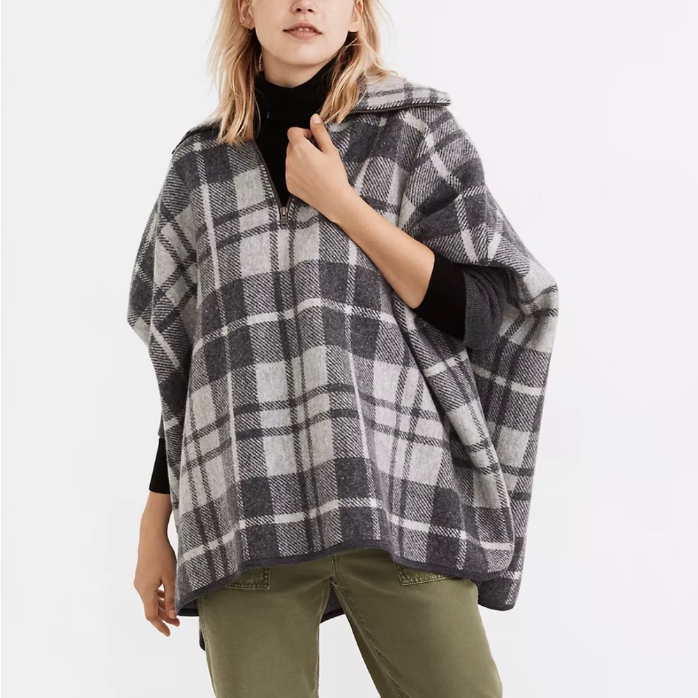 Madewell Boiled Wool Lynwood Poncho Sweater
